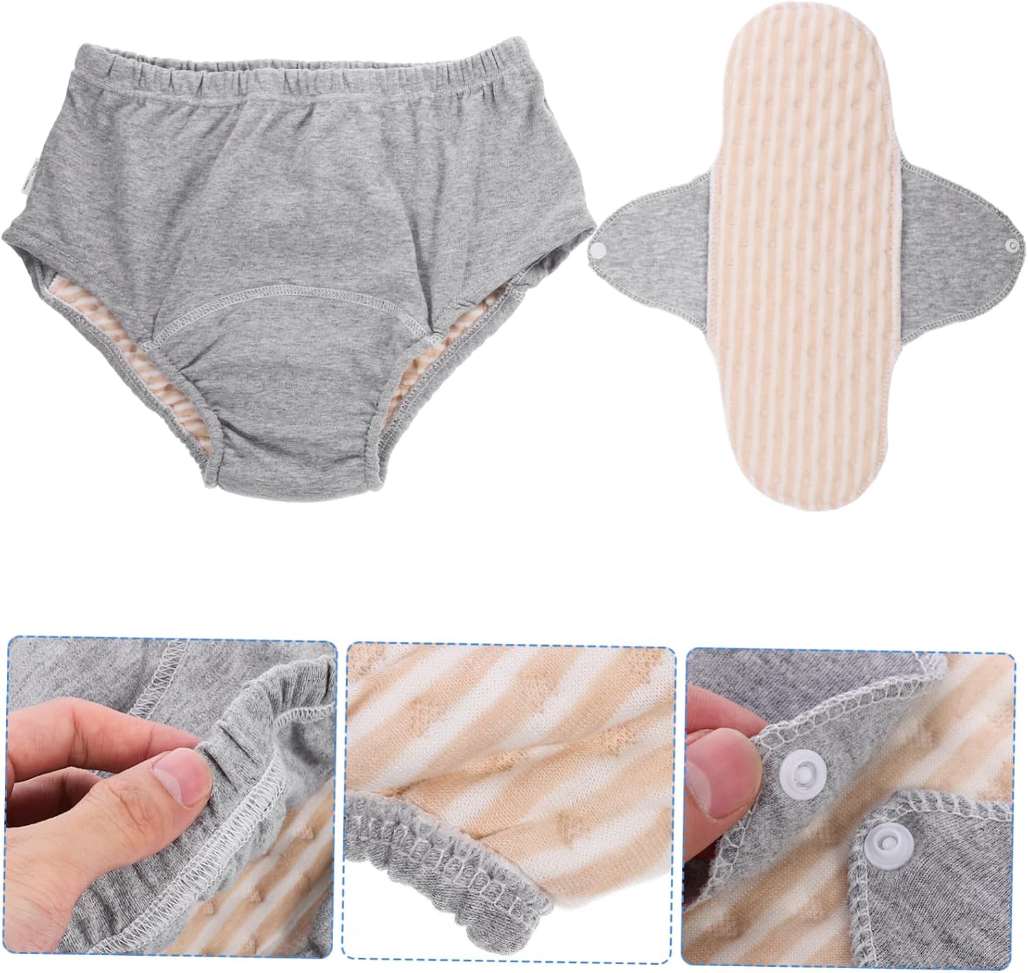 minkissy 4pcs Elderly Leakproof Cotton Urinal Pants Washable Adult Diapers for Men and Women Reusable Underwear Absorbent Design for Hospital Use and Postpartum Care Grey