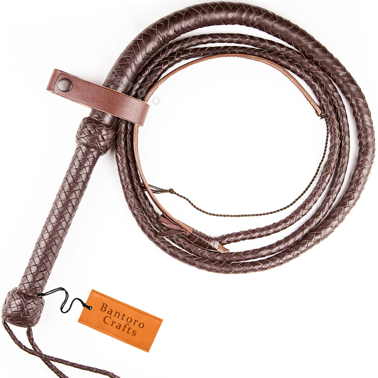 Frusta in Vera Pelle Lunghezza 8 Piedi (2,4 Metri) 12 trecce Fili Pelle Intrecciata Marrone Equitazione equestre Frusta Forte e schioccante Raccolto di Equitazione
