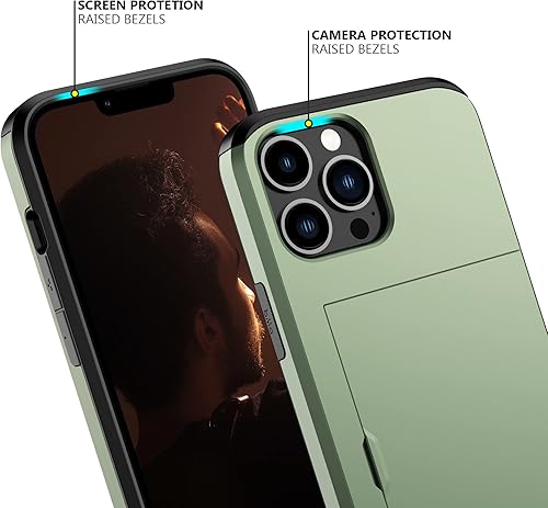Miniatura 4 de Nvollnoe Funda para iPhone 13 Pro Max con tarjetero resistente de protección de doble capa a prueba de golpes, ranura para tarjetas oculta, funda