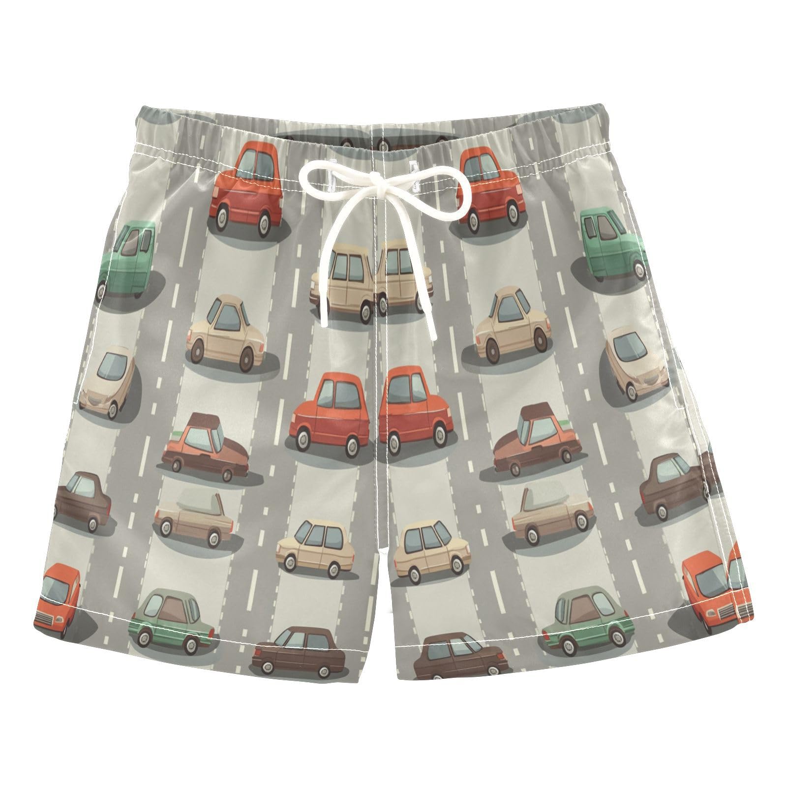 Jucciaco Boys Beach Board Shorts Truck Car Retro Road Quick Dry Swim Trunk Swimwear for Kids Multicolor
