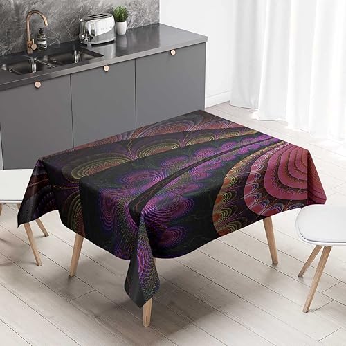 Miniatura 9 de Mantel colorido Redondo para mesa de 4 sillas, paisajes, montañas, patio, decoración rectangular para la cena del hogar, 54 x 54 pulgadas