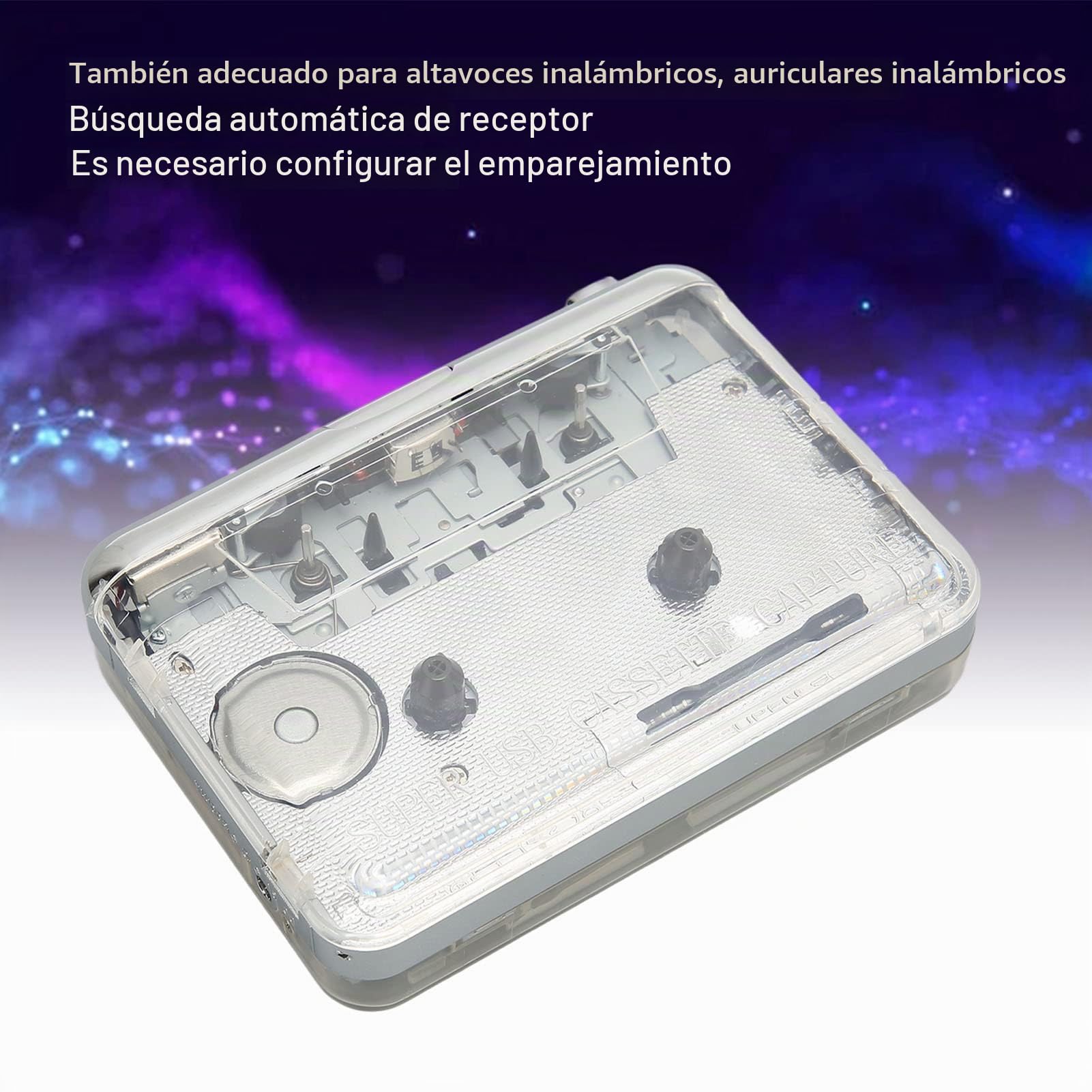 Reproductor de Casetes Portátil, Sonido Estéreo Claro, con FM, función de Rebobinado Automático y Toma de Auriculares de 3,5 MM, Alimentado por USB para Escuchar Palabras y Canciones