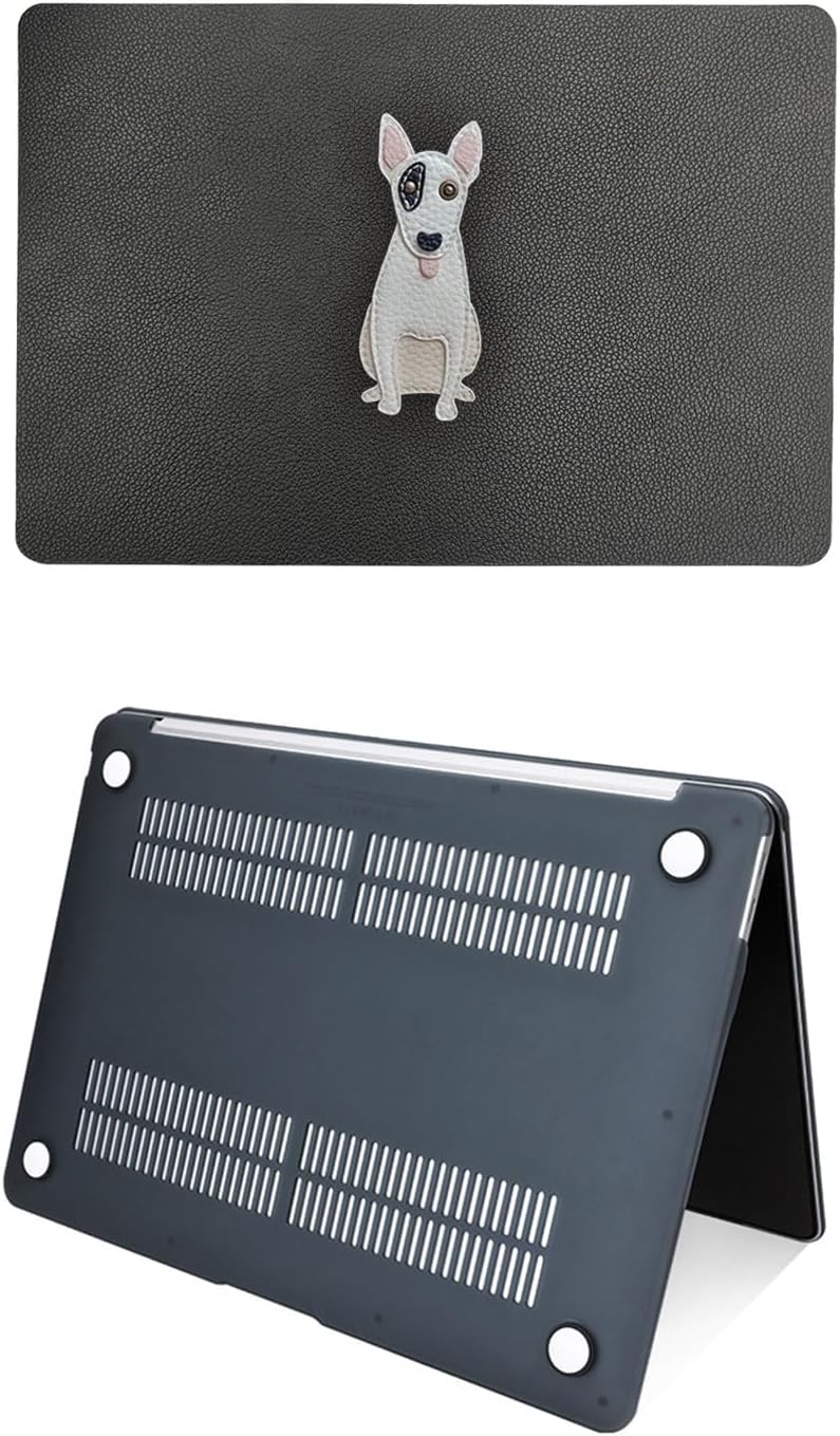 Protective PU and Plastic Hard Shell Cover Compatible with MacBook Air 13.6 inch Case 2024 2023 2022 M3 A3113 M2 A2681 Touch ID,Bull Terrier