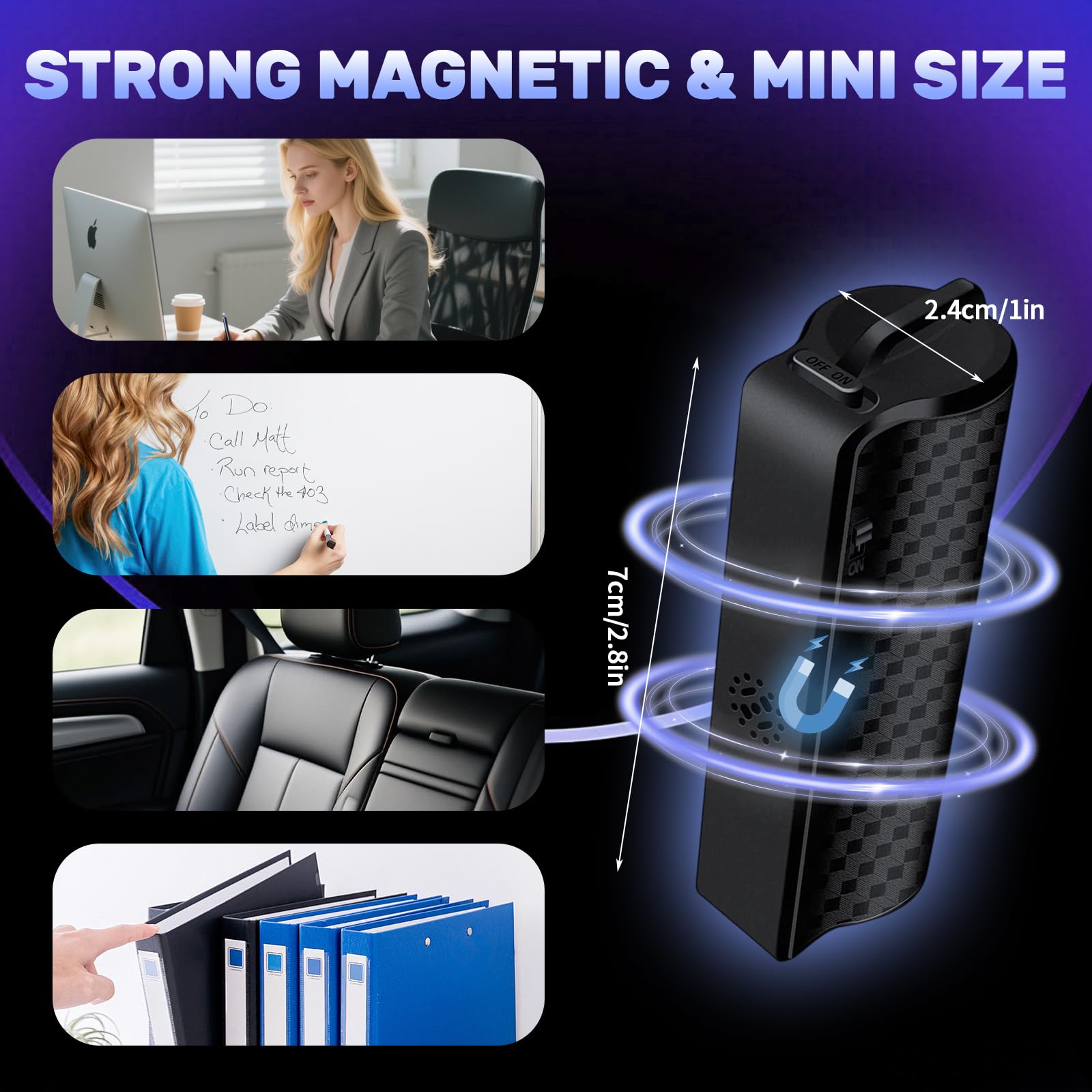 64GB Registratore Vocale Digitale, Mini Registratori Vocali Magnetico Portatile 480 ore Registratore Audio con Attivazione Vocale USB C Registratore MP3 per interviste, classi, riunioni
