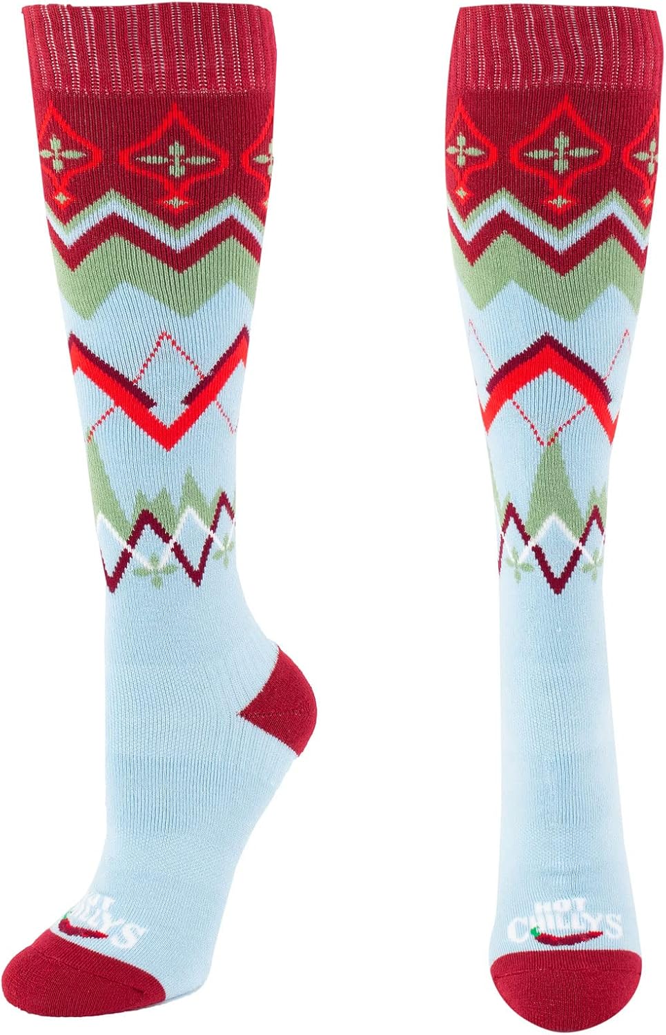 Hot Chillys Women's Fiesta Print Pattern Over-The-Calf Mid Volume Cushion Wintersports Socks
