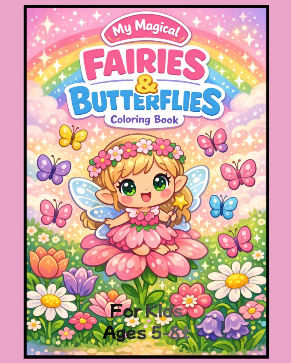 Fairies and Butterflies Coloring Book: Magical Fairy Garden Coloring Pages with Butterflies and Flowers for Kids