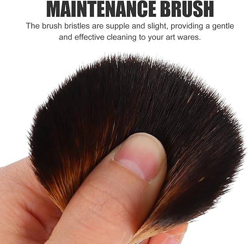 Miniatura 5 de Juego de 2 cepillos de mango de madera para limpiar figuras, estatuas e instrumentos musicales, herramienta de limpieza de cerdas suaves para