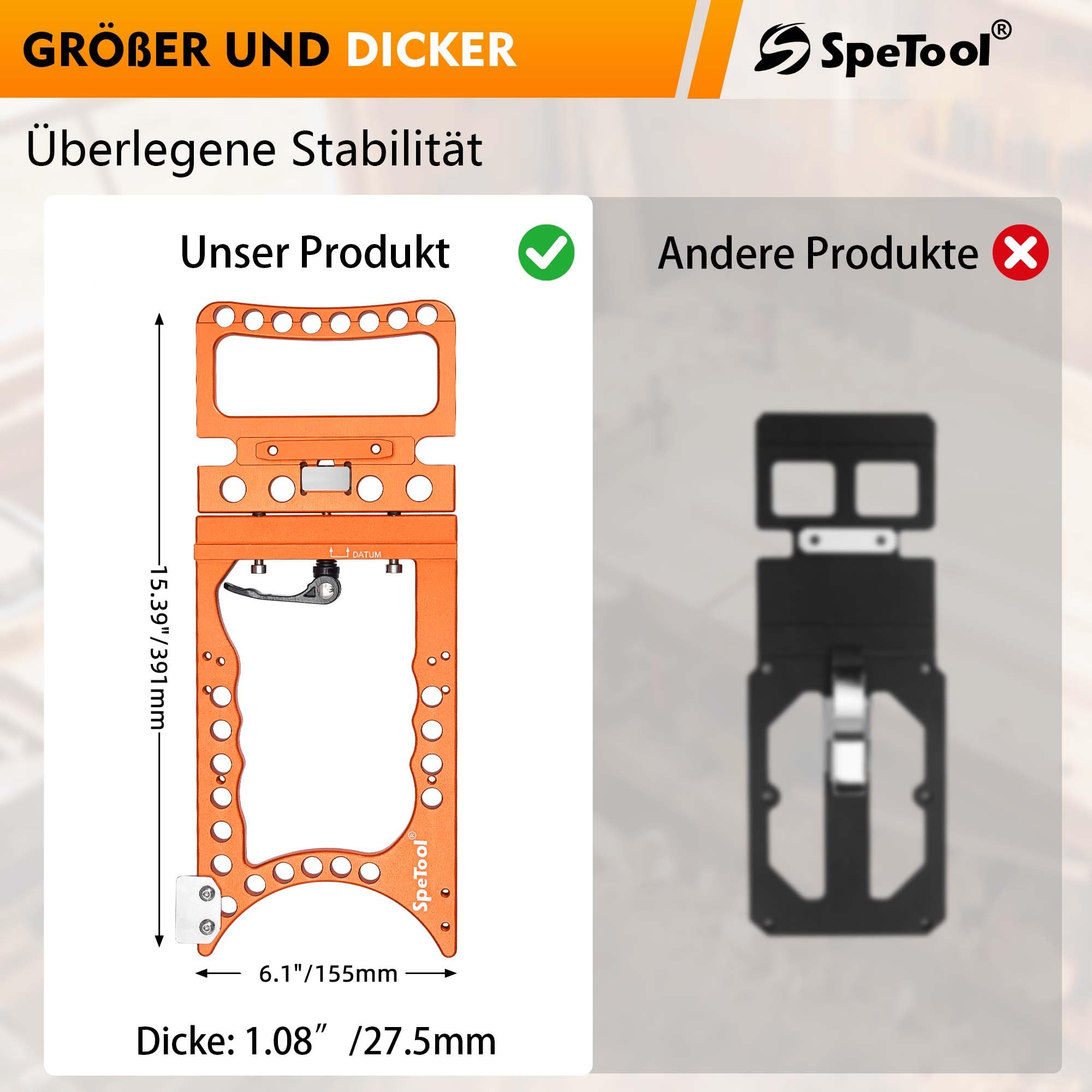 SpeTool Ogranicznik kątowy 90° do szyny prowadzącej, precyzyjne cięcia 90°, szybka blokada, bardzo duża i gruba, kompatybilna z Festool, Makita, Milwaukee, POWERTEC, WEN szyna prowadząca