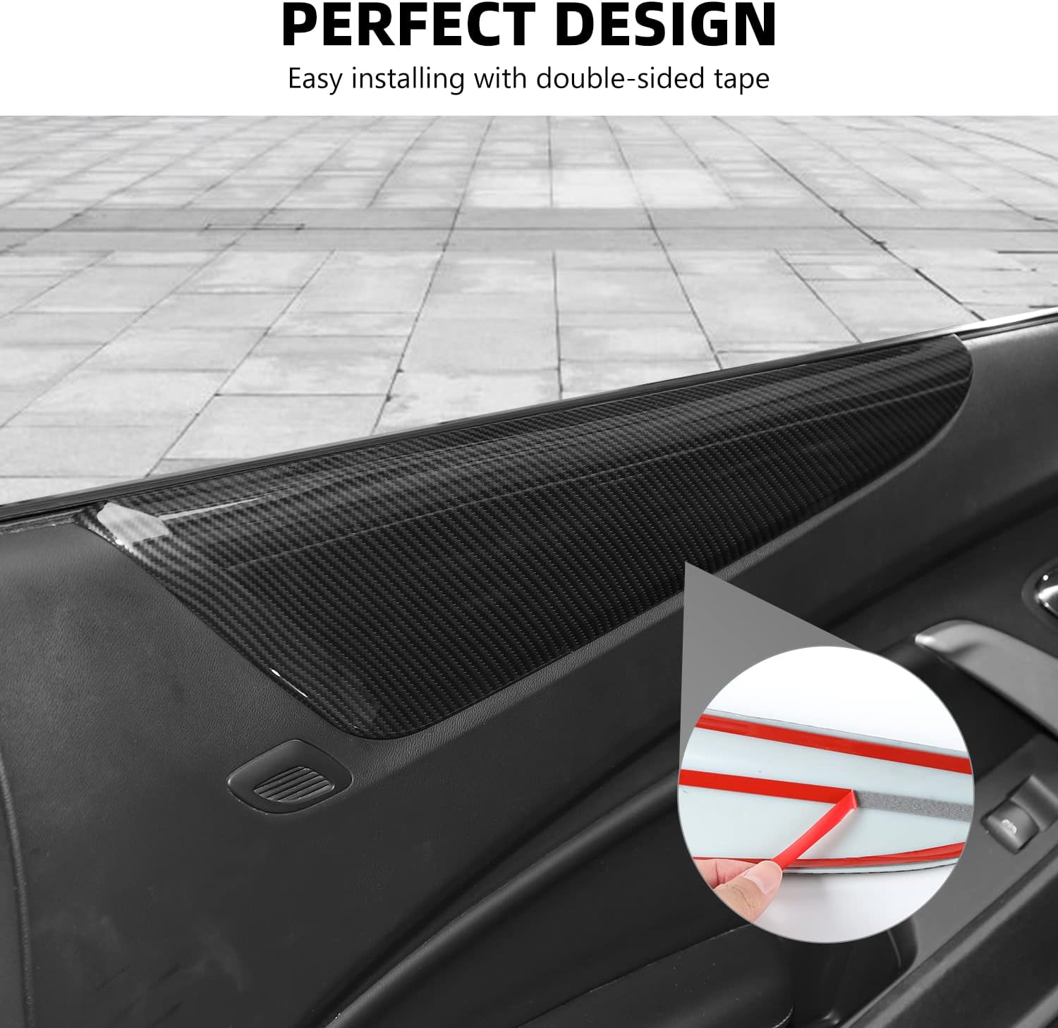 RAZPOY Inner Door Panel Armrest Cover, Interior Door Panel Trim Compatible with 2016-2023 Chevrolet Camaro Interior Accessories, Carbon Fiber