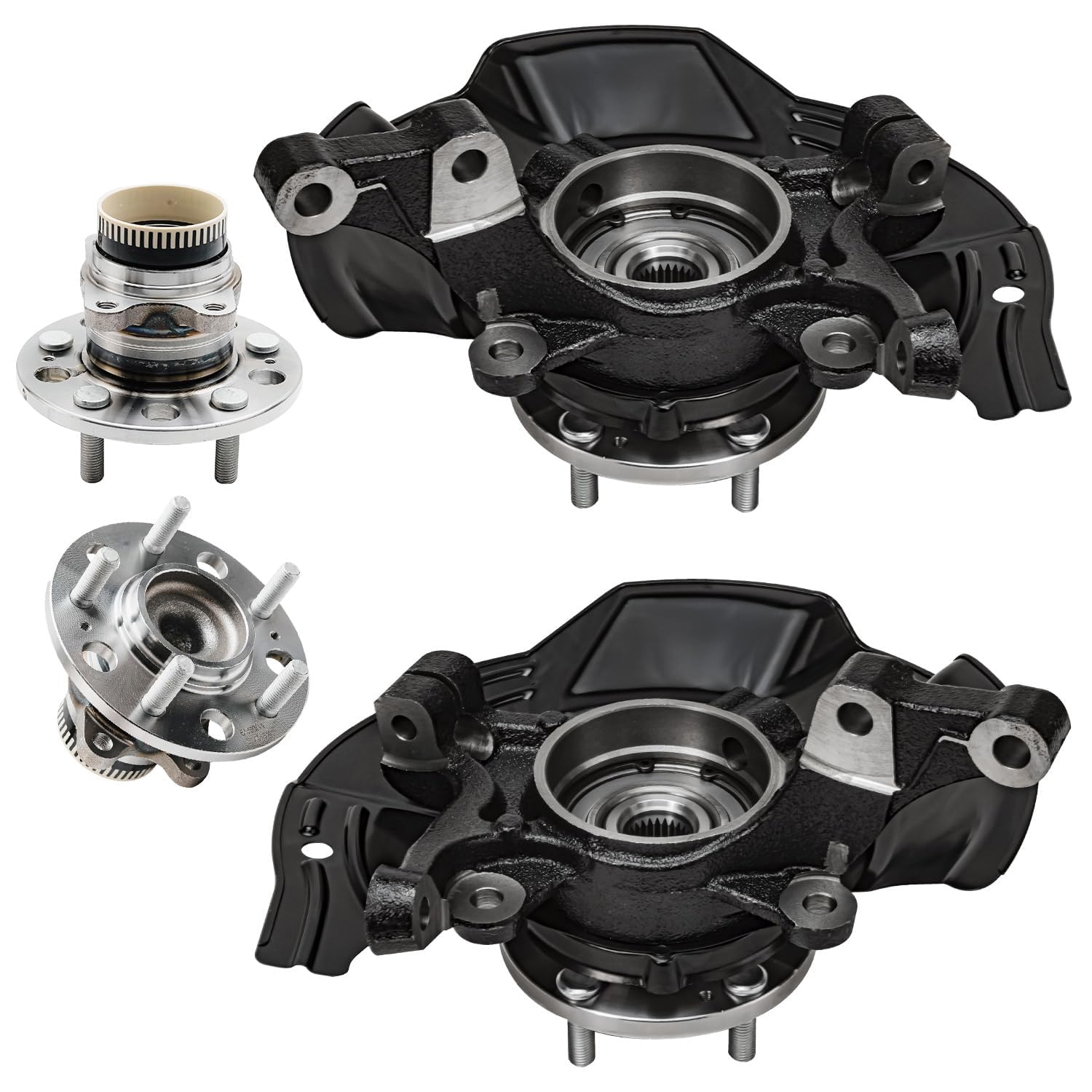 Detroit Axle - Front Steering Knuckles Rear Wheel Hub and Bearings Kit