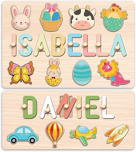 Rompecabezas personalizados con nombre para niños pequeños de 1 a 3 años, regalos de cumpleaños de Navidad para niños y niñas, regalos