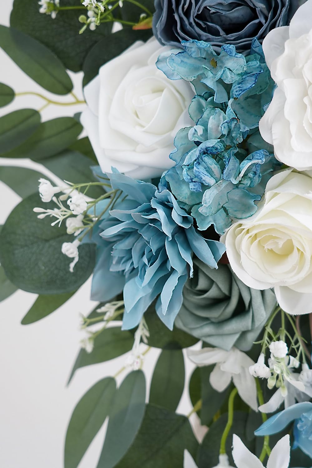 Olalaka Hellblaues künstliches Hochzeitsbogen-Set (3 Stück) mit 7,8 m weißem glänzendem Bogen Drapierstoff für DIY Hochzeit Party Zeremonie Empfang Hintergrund Blumendekoration