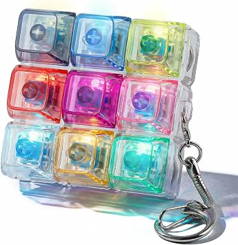 Keyboard Fidget Toy, Clicker Keyboard Fidget Keychain with LED Lights