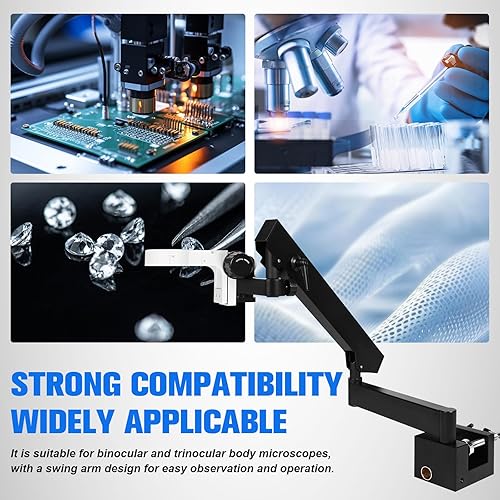 Miniatura 6 de Articulating Stand with Clamp for Stereo Microscopes, Bracket with Table Clip Articulating Arm Pillar Clamp Holder Bracket Adjusted Up and Down for