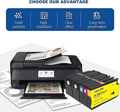 Miniatura 4 de Cartucho de tinta compatible para HP 950XL 951XL (10 unidades Combo, 4BK&2C2M2Y), alto rendimiento para Officejet Pro 8600 Plus 8600 8610 8620 8630