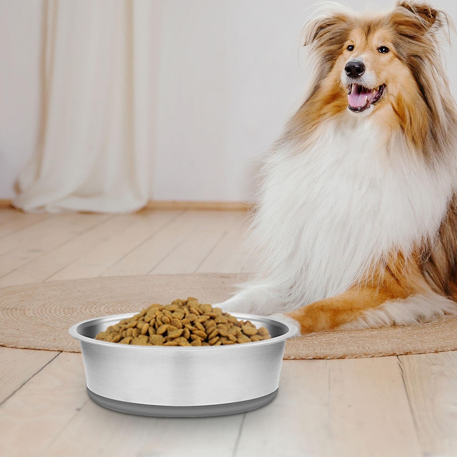 Comedero para Perros de Acero Inoxidable, Base de Silicona Antiahogo Y Antitragantamiento, Ideal para El Hogar Y Tiendas de Mascotas, 26cm