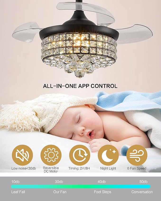 Ventilador de Techo 30 Pulgadas Con Luz LED Dimmable y Contr miniatura 6