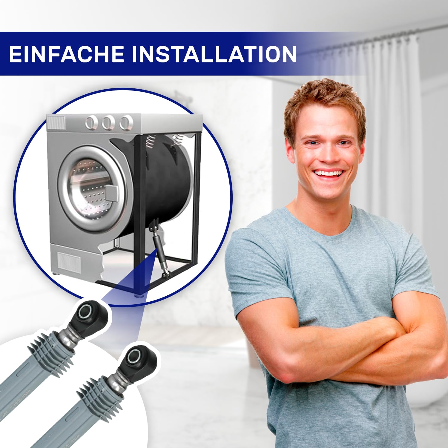 2 Stück Stoßdämpfer Waschmaschine 80N Ø10mm Ø13mm Länge 165 mm – 250 mm mit dem Originalcode DC66-00531C DC66-00343D DC66-00421B für Samsung - Komplett mit Microfasertuch – MONTERAL