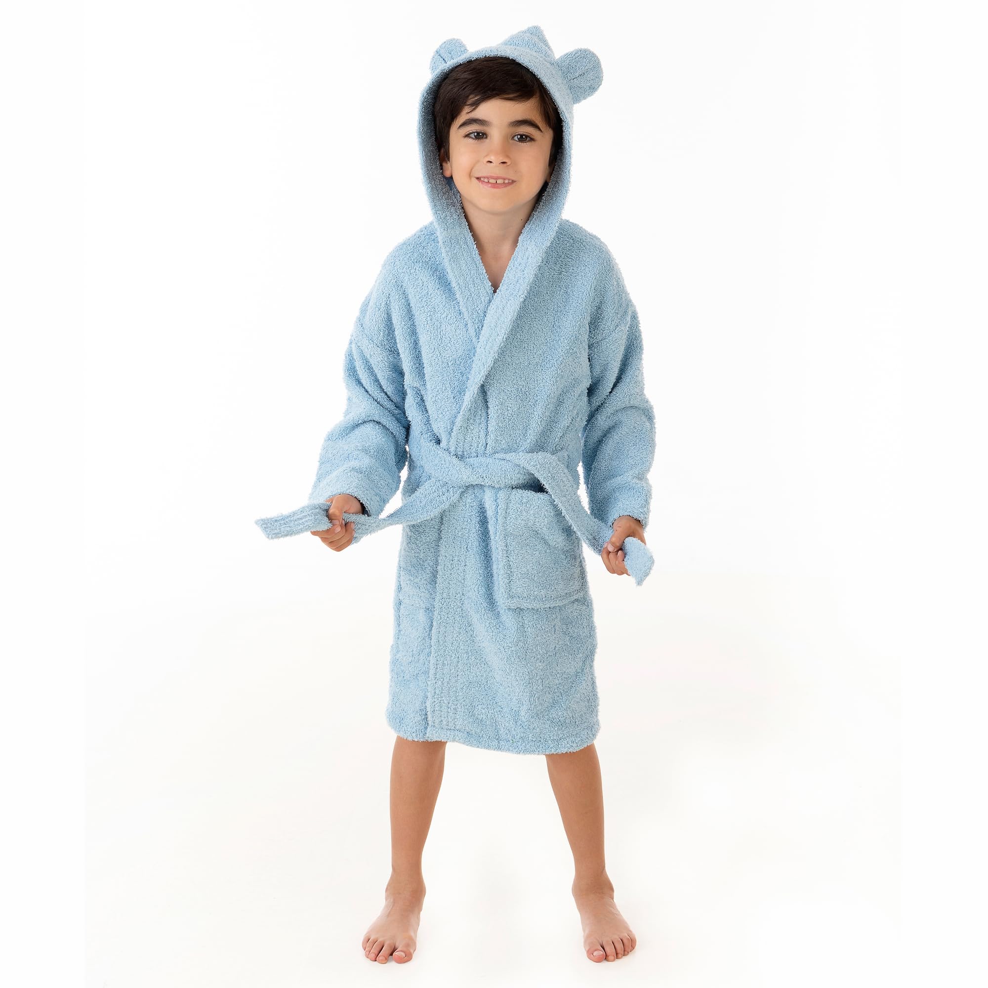 LEBENGOOD - Accappatoio Bambini adolescenti Cotone: Bambino, Bambina, 100% Cotone OEKO-TEX - 2 tasche, cintura, cappuccio