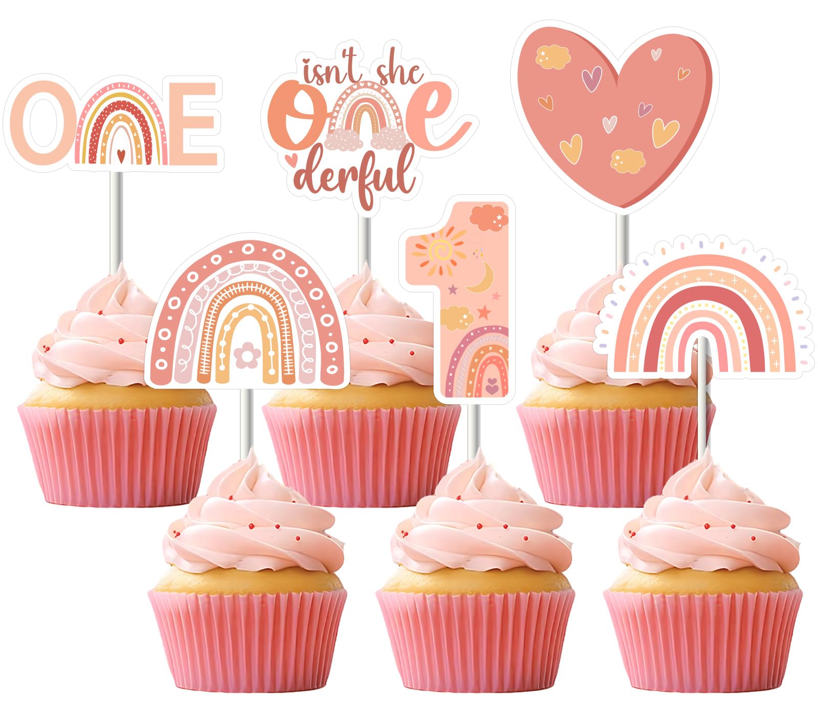 Gyufise 24 Piezas De Calabaza Con Purpurina Para Cupcakes De 1er Cupleaños Para Teática De