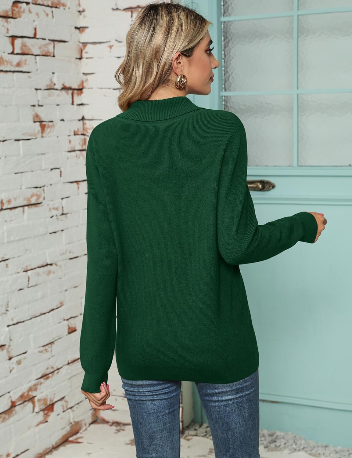 Ivicoer Women Long Sleeve V Neck Pullover Collar Knitted Sweaters - Image 4