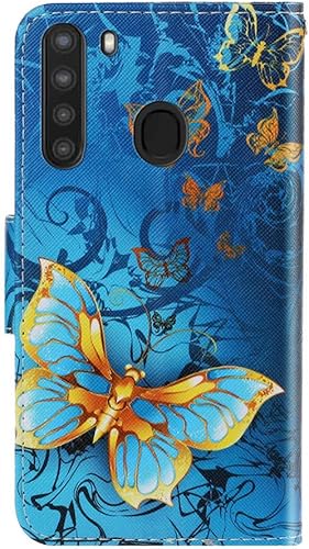 Miniatura 3 de Funda pintada para Samsung Galaxy A21 elegante cuero Shell cierre magnético cartera protectora Shackproof Case con correa de muñeca para Samsung