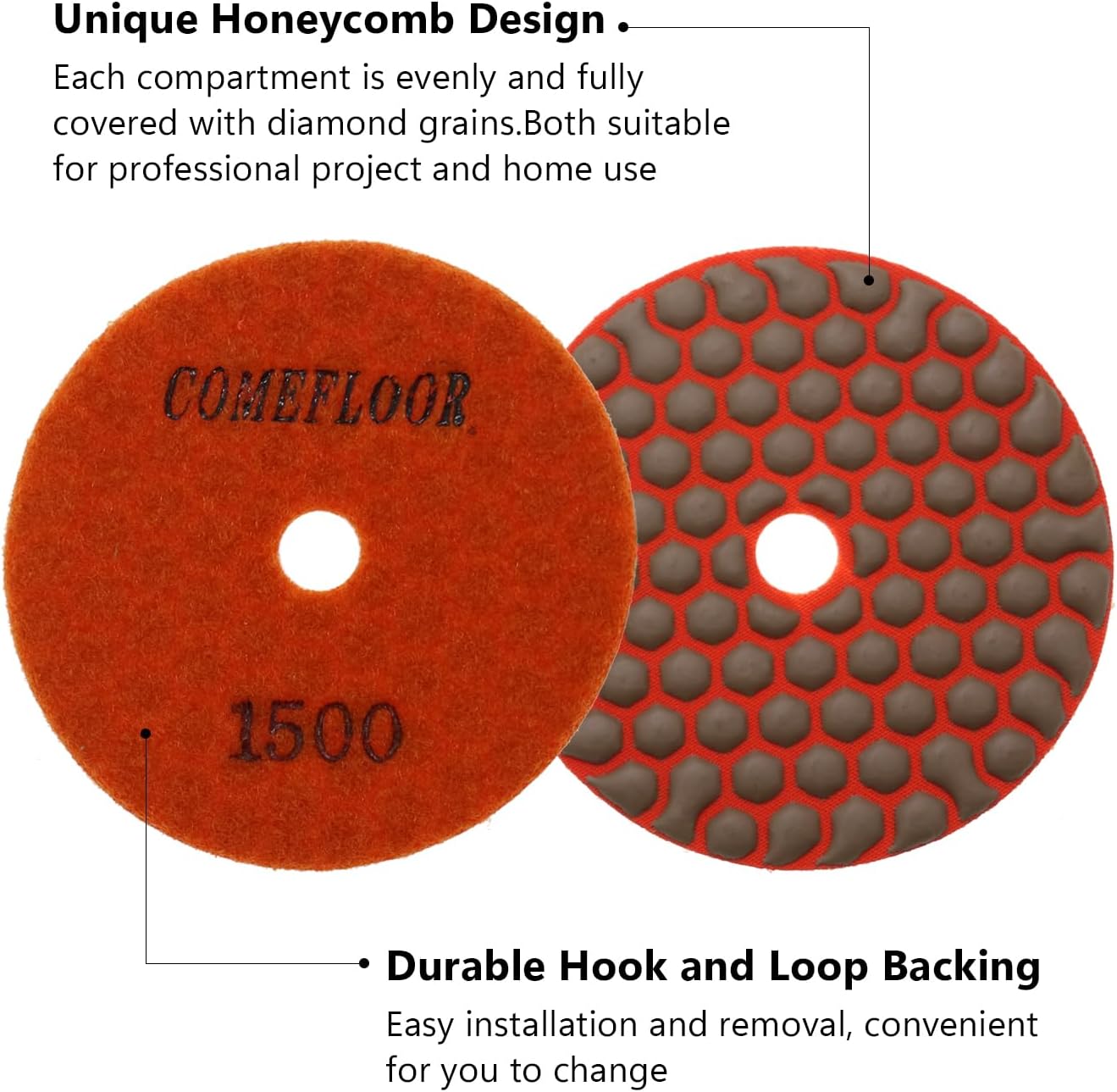 Dry Diamond Polishing Pads Premium Matte Grinding Pads for Marble Granite Grit 50#-3000# (4inch,7pcs) (4")
