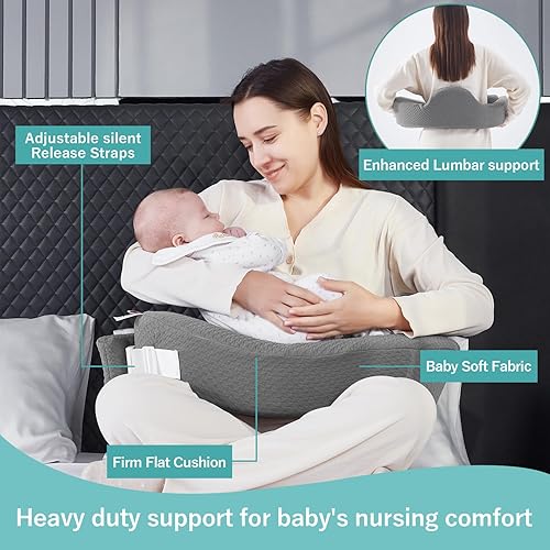 Miniatura 2 de Almohada de lactancia - Deluxe Original para lactancia materna, alimentación con biberón, soporte ergonómico esencial para mamá y bebé - Correa