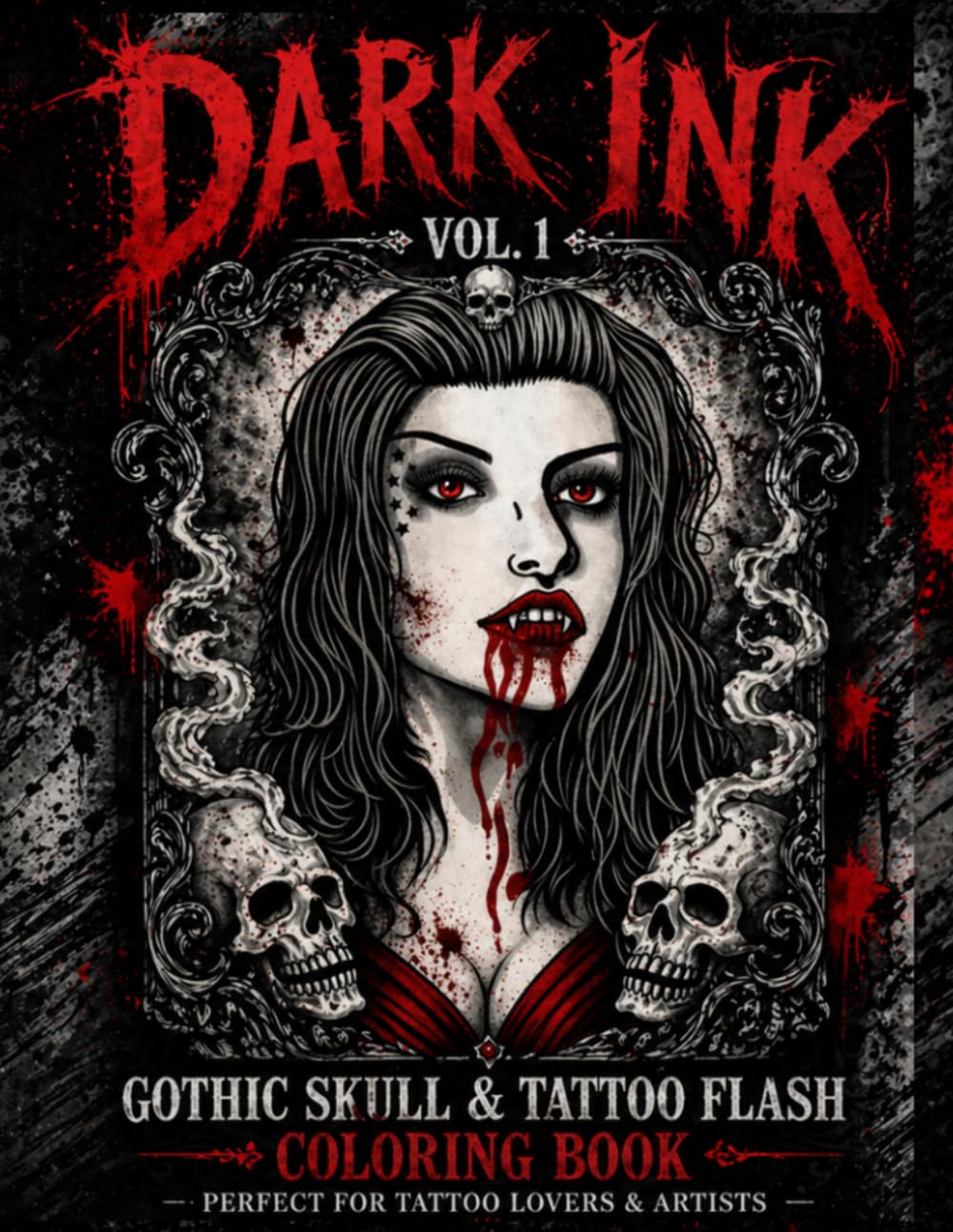 Dark Ink Vol. 1: Gothic Skull & Tattoo Flash Coloring Book for Adults
