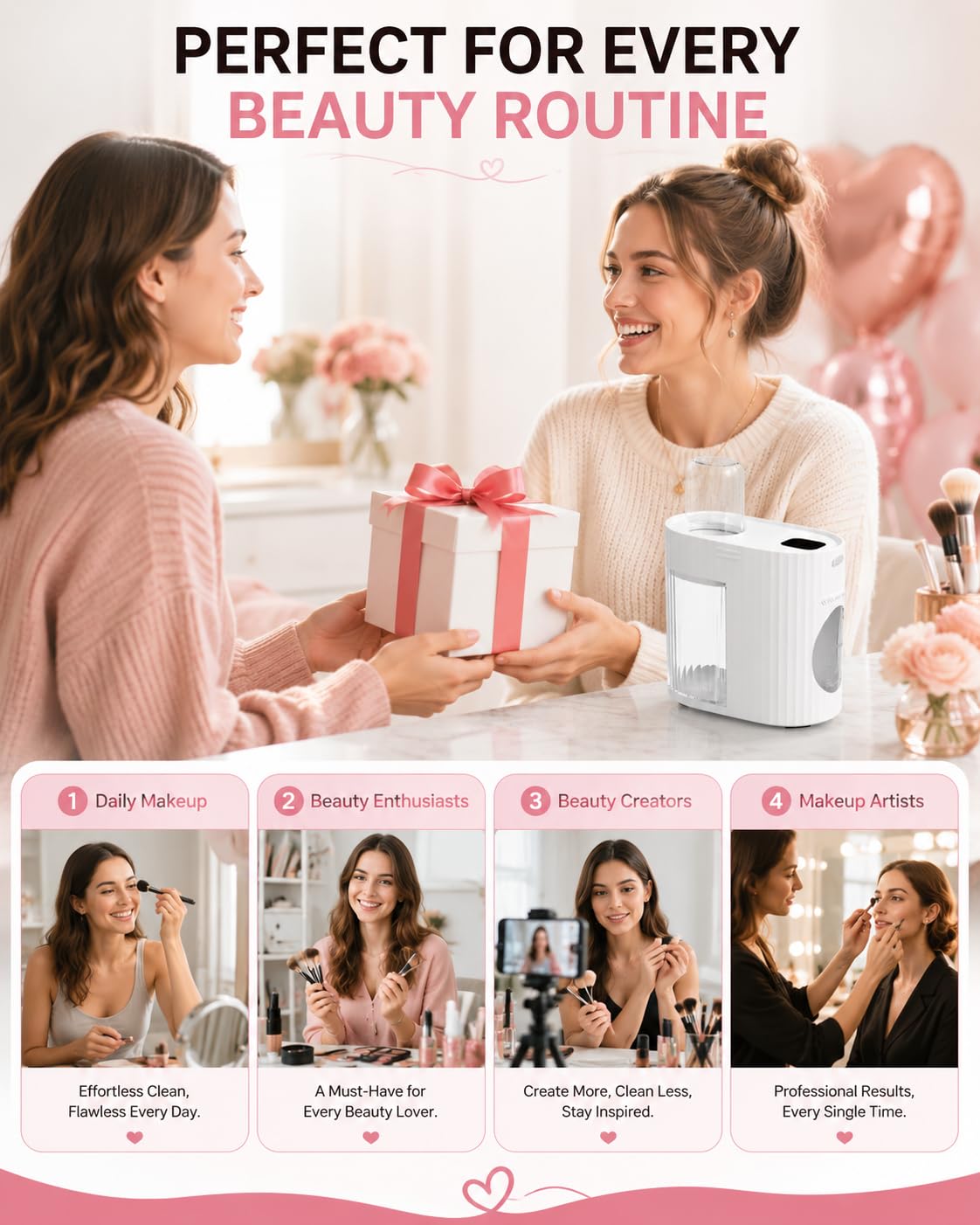 Nettoyeur & Sècheur Pinceaux de Maquillage électrique 3 en 1, Appareil de Nettoyage Automatique USB, Portable