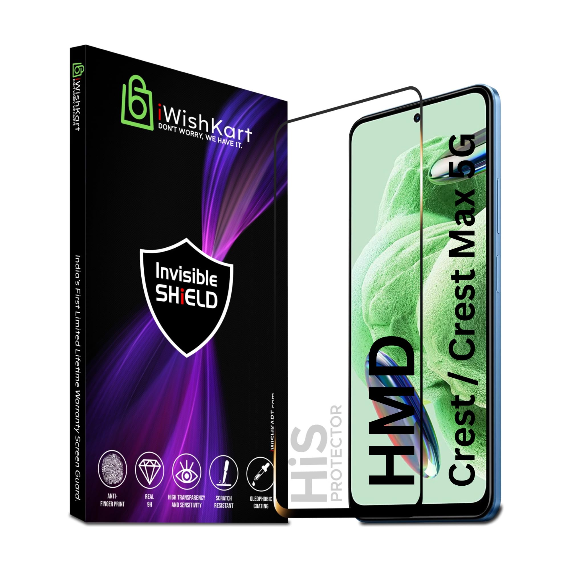 iWishKart® HiS HMD Crest/Crest Max 5G Tempered Glass [with warranty] screen protector guard Full Edge to Edge 9H Full Glue FHD with Easy Installation kit - Pack of 1 (B0DCPBXD1T) Amazon Price History, Amazon Price Tracker