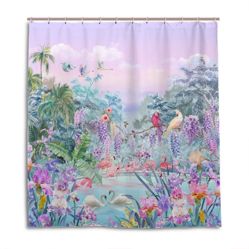 Rideau de douche jungle tropicale pour transformer votre salle de bain en oasis naturelle