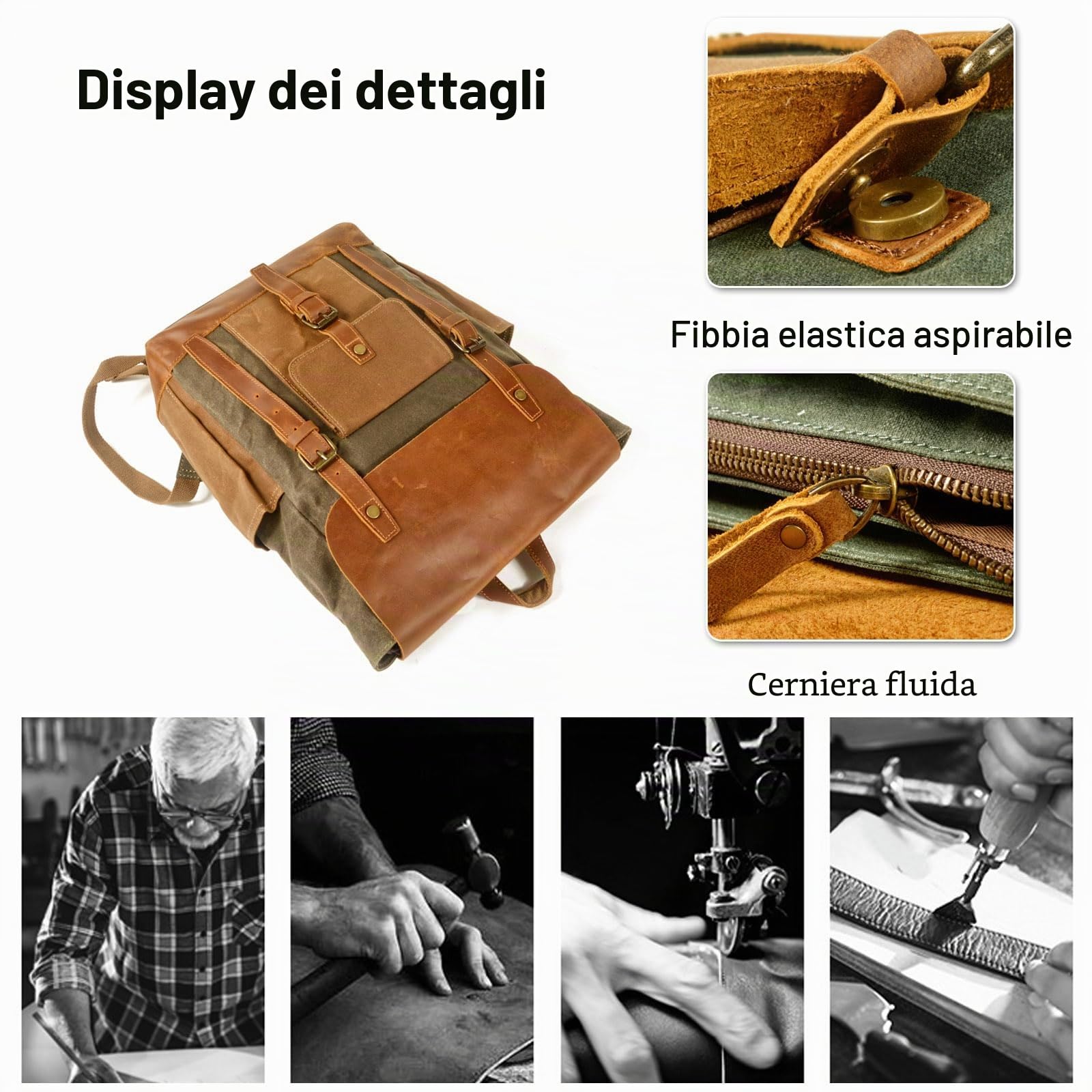 FANDARE Zaino da viaggio Zaini da escursione Borsa da Viaggio Tela Zaino da Escursionismo Uomo Donna Zaini Zainetto Trekking Borsa a tracolla Cartella per Viaggio Zaini da hiking Verde