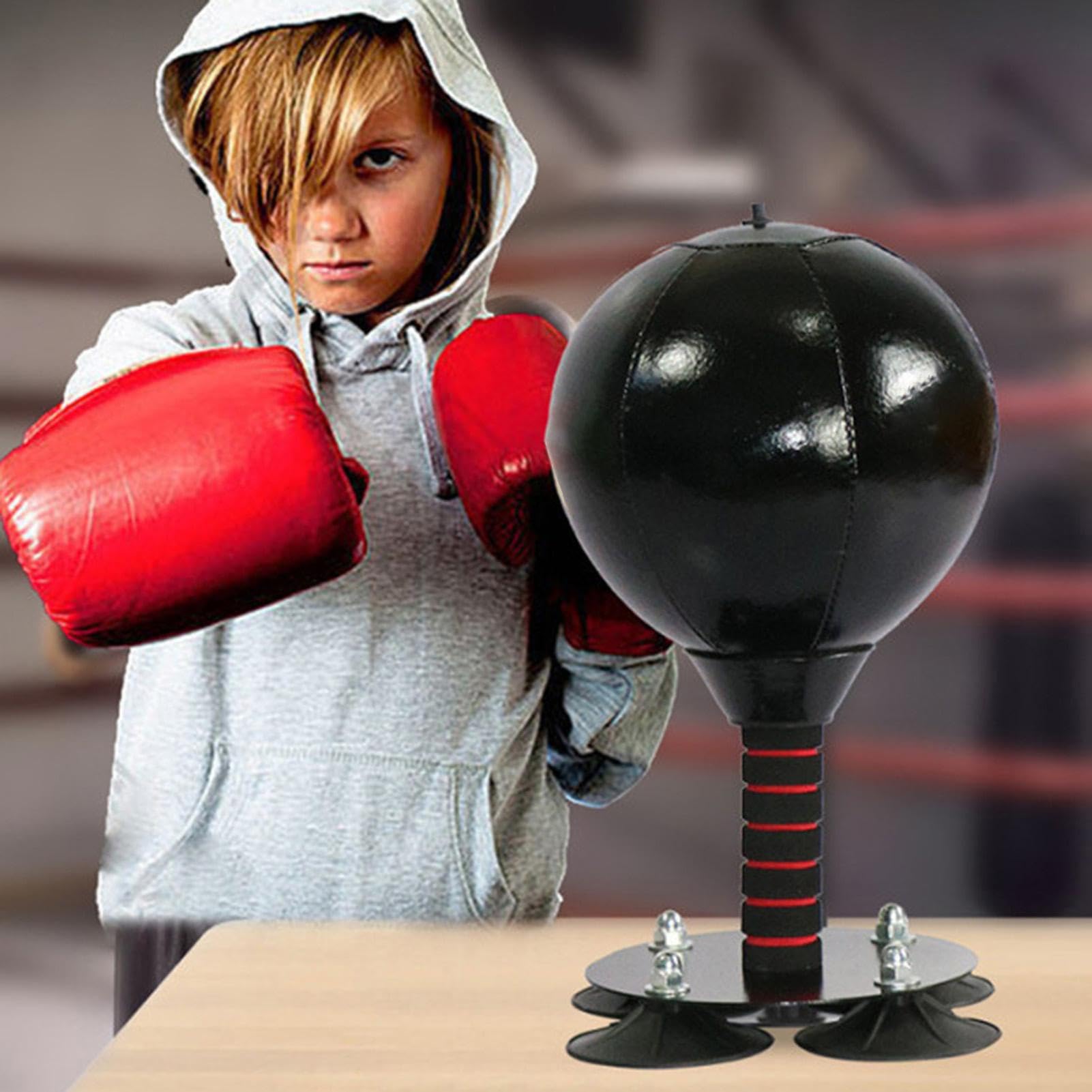 Sac De Boxe De Bureau Anti-stress - Avec Ventouse Et Pompe - Pour Détente Au Travail Ou à La Maison (37x18x18cm)