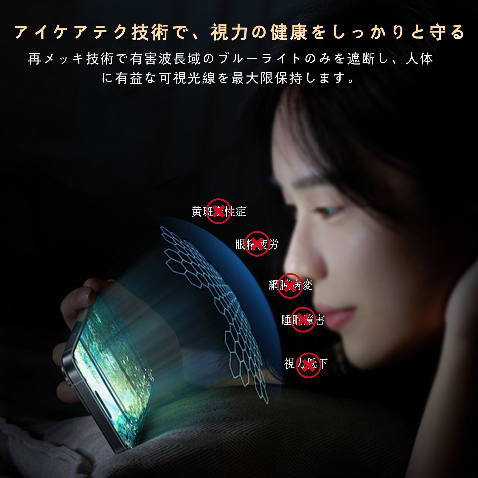 Amazon | 対応 AQUOS Wish5 SH-52F / SH-M32 ガラスフイルム ブルー