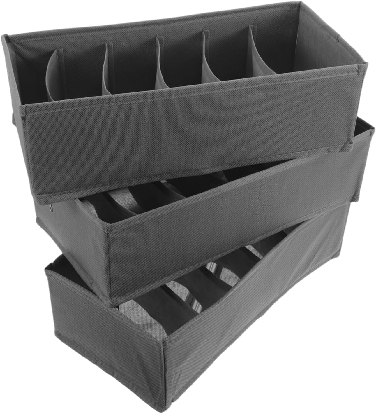MAGICLULU 3pcs Foldable Cloth Clothing Storage Organizer Boxes with 6 Compartments, Versatile Compartment Storage Boxes for Closet and Drawer, Quick Access Travel and Bedroom Use