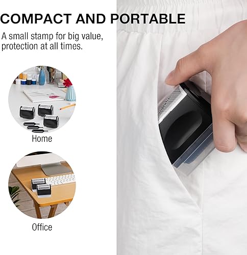 Miniatura 5 de STANBLUE Sellos de rodillo de protección de identidad, paquete de 2 sellos de rodillo confidenciales con 4 repuestos, sello de privacidad para