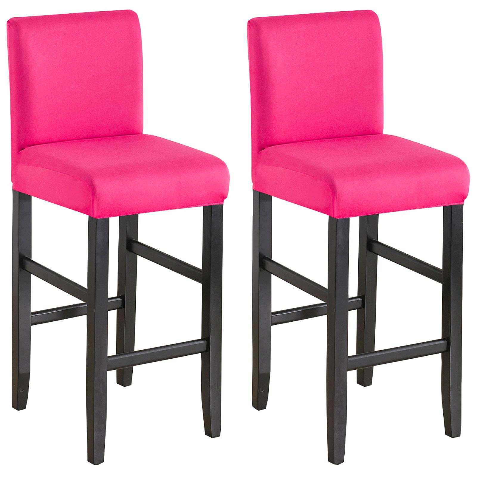 JHLD Stretch Bar Stool Covers, Soft Barstool Slipcover Elastic Spandex Furniture Chair Seat Cover with Elastic Bottom Dining Chair Covers Machine Washable for Living Room-Rose red-Set of 2