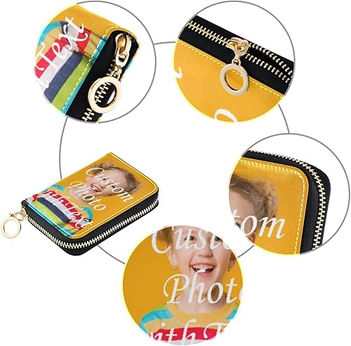 Miniatura 4 de Fairy Elf Butterfly Girl Funda de cuero impreso con cremallera para tarjetas de identificación para mujeres y niñas 20312815, Custom, Talla única,