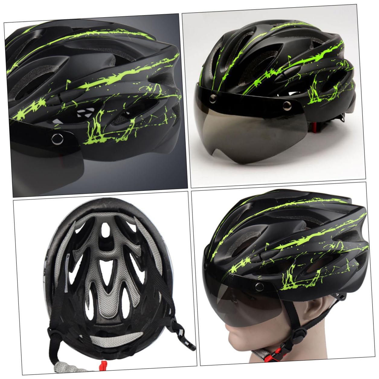 Casco da Bici con Occhiali Magnetici Staccabili, Leggero e Traspirante in Schiuma Protettiva e Pc, Design Sicuro e Adatto per Ciclismo Urbano e Outdoor