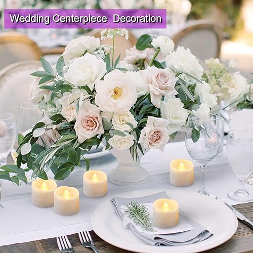 Miniatura 3 de SingTok Paquete de 12 velas de té con temporizador, funciona con pilas, velas falsas parpadeantes sin llama para exteriores, velas votivas