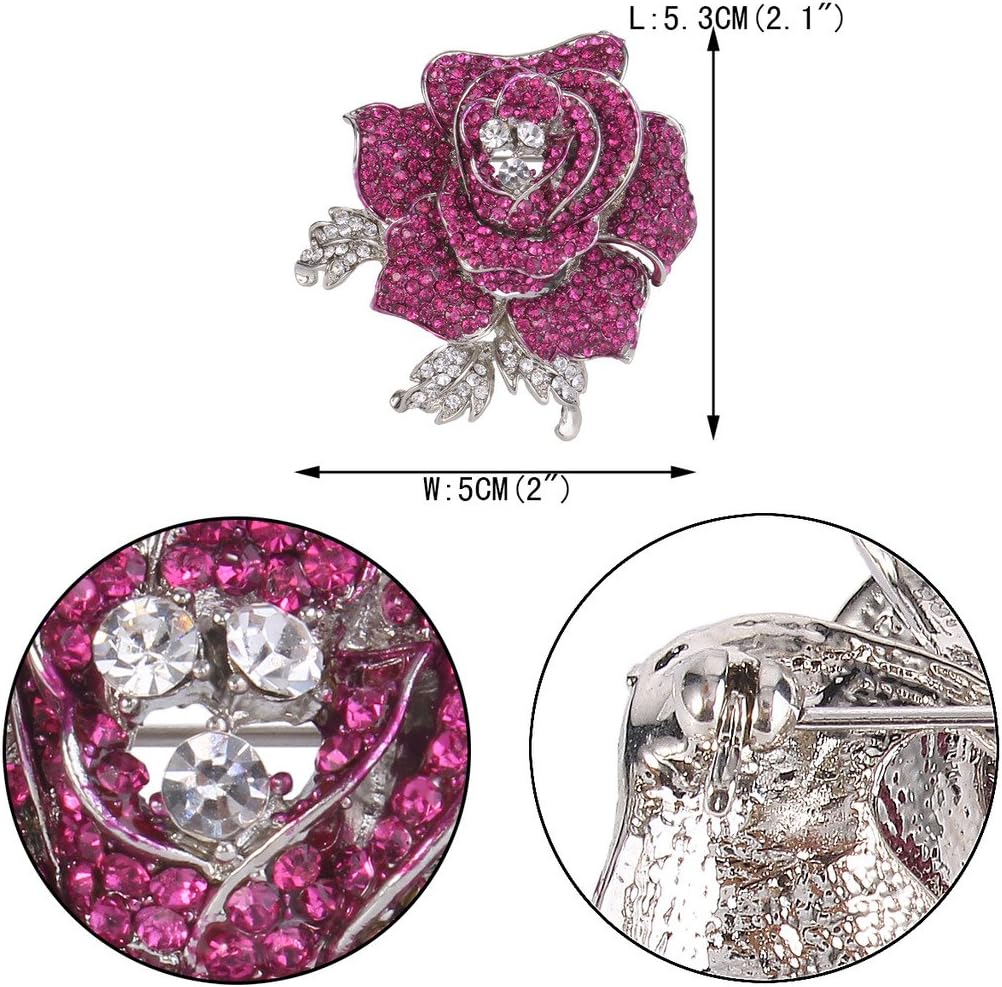 EVER FAITH Women's Austrian Crystal Blooming Beautiful Rose Flower Brooch - Image 4