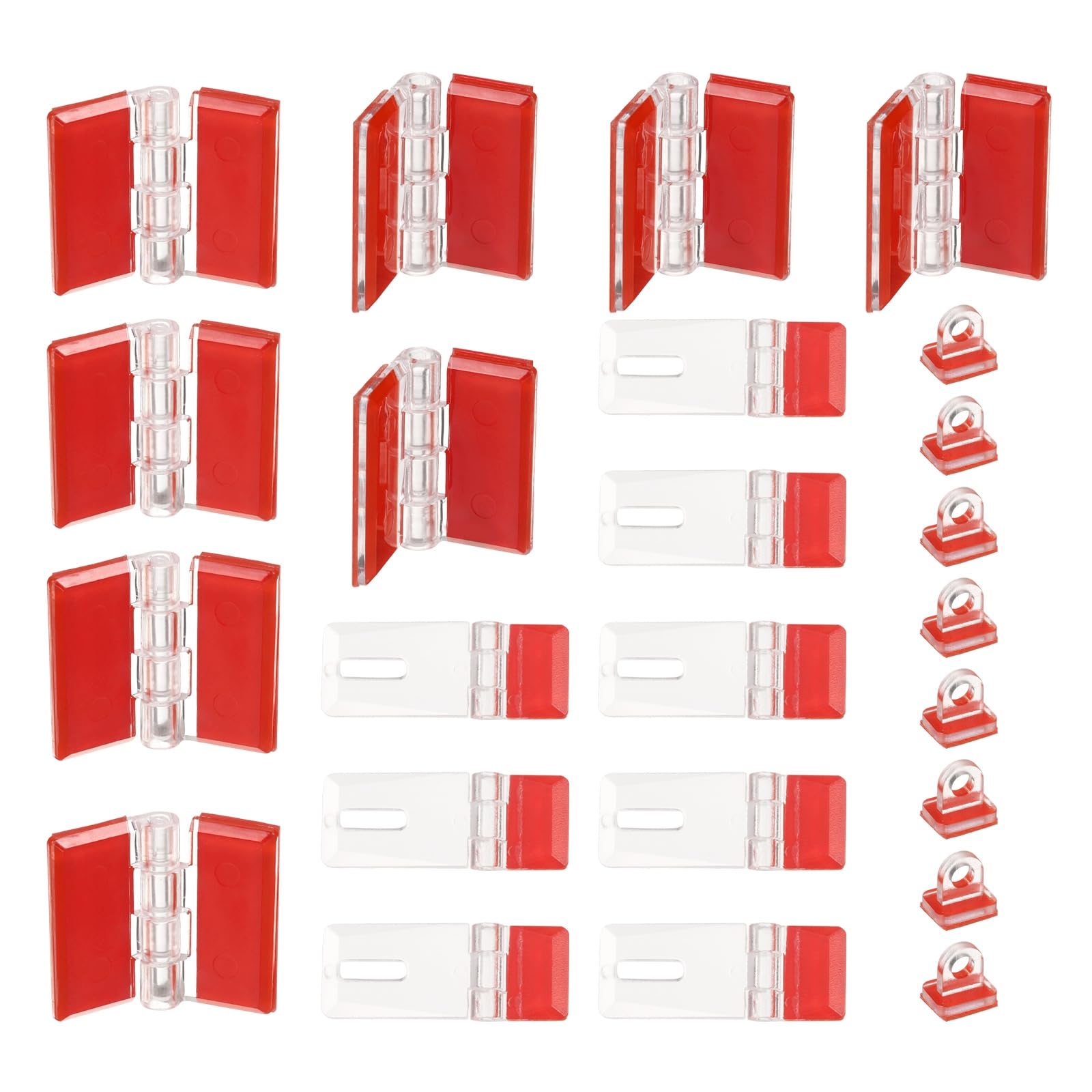 sourcing map 8Set 42x16mm Self-Adhesive Latch Buckles Kit and Acrylic Hinges, Transparent Latches Adhesive Continuous Piano Hinges for Aquarium, Acrylic Box, Cabinets, DIY Clear Containers — image 1