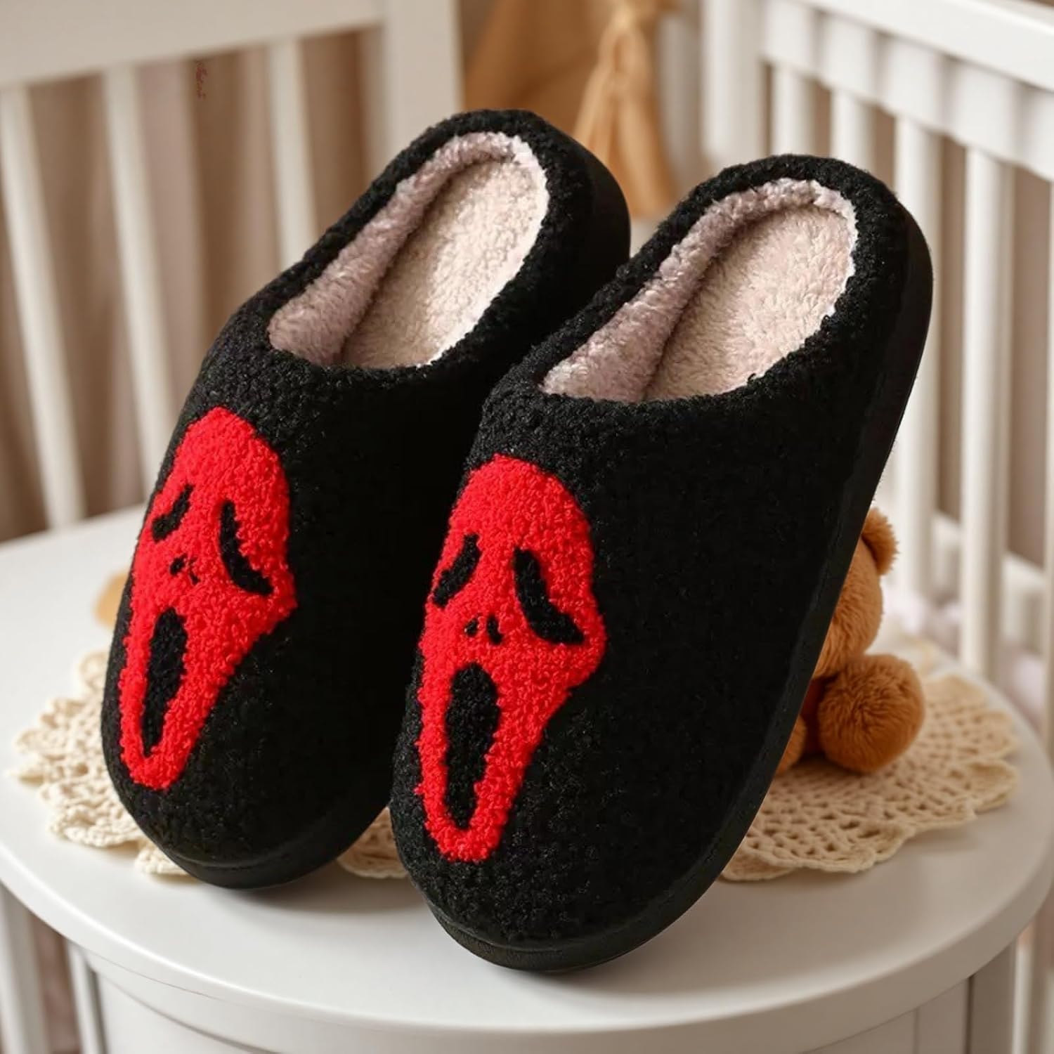 House Slippers For Womens Mens Home Elastic Comfy Fuzzy Soft Bedroom Warm Anti-Skid Sole Winter Cute Animal Design Indoor Outdoor Retro Memory Foam Shoes - Image 7