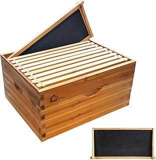 Langstroth Beehive Starter Kit - 10-Frame Pre-Coated with Natural Beeswax, Weatherproof Cedar Wood Hive with Dovetail Joints for Easy Assembly, Beginner & Expert Beekeeping