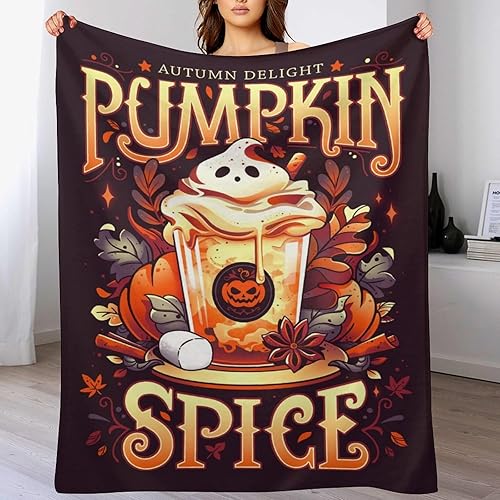 Miniatura 8 de tbysgaq Manta de Halloween divertida de fantasma, bonita calabaza, manta de franela ligera y acogedora para dormitorio, sala de estar, sofá, cama,