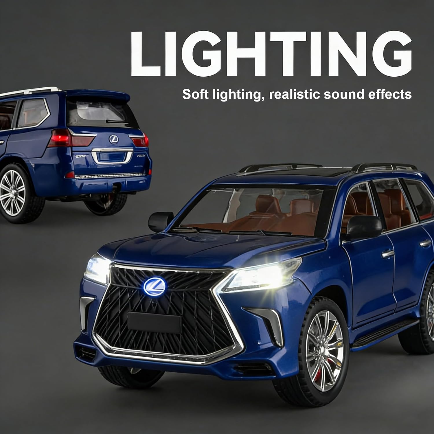 1/24 Scale Car Model Compatible for Lexus LX570 SUV Diecast Toy Vehicle, Collectible Zinc Alloy Toy Car with Sound and Light, Pull Back Vehicles Toy for Adults Kids Birthday Gifts(Blue)