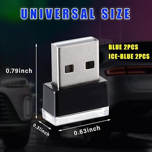 Miniatura 8 de Augeny 6 lámparas LED USB para el interior del automóvil, kit de iluminación de decoración de interfaz USB enchufable, mini luz nocturna LED