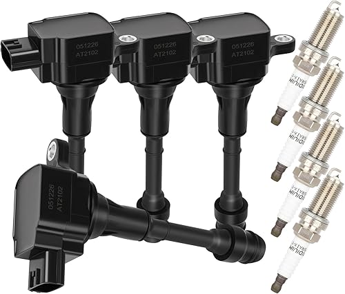 Miniatura 9 de ECCPP UF350 4 bobinas de encendido con 4 bujías de iridio 5018 para Nissan 2002 2003 2004 2005 2006 Sentra Altima 2.5L L4, 2006-2008, para Infiniti