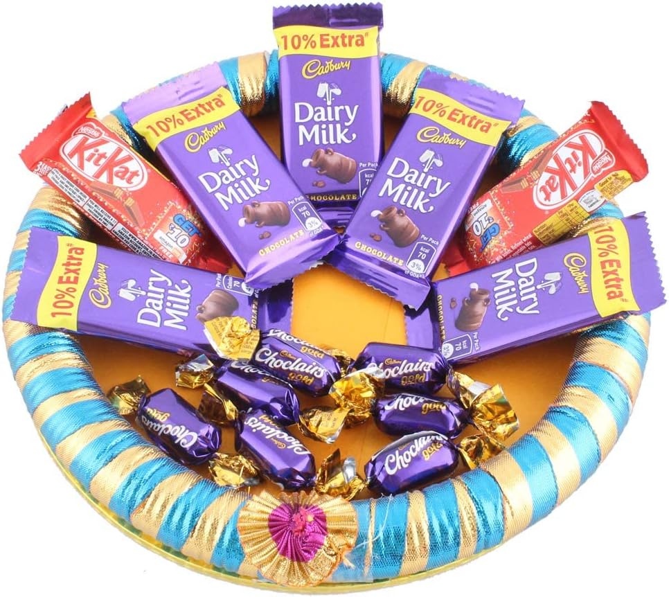Astonished RetailDairy Milk Kitkat Assorted Choclate Gift Hamper | Birthday Gift Hamper with Designer Tray | Chocolate Gift for Rakhi, Diwali, Christmas, Birthday, Anniversary, Holi, 1